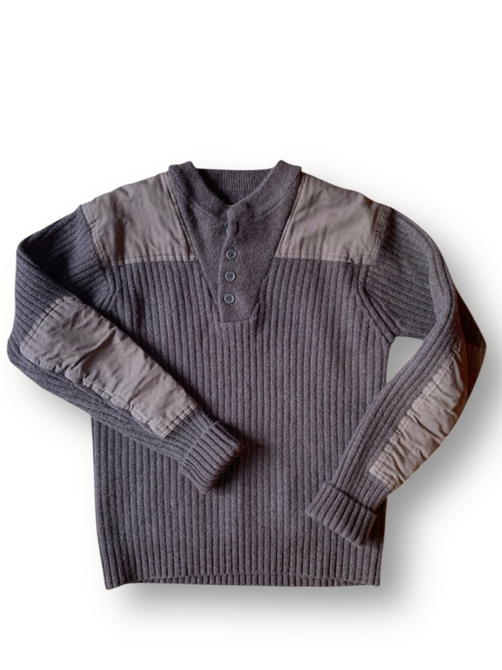L.L. Bean Merino Lambs Wool Commando Henley Knit Sweater